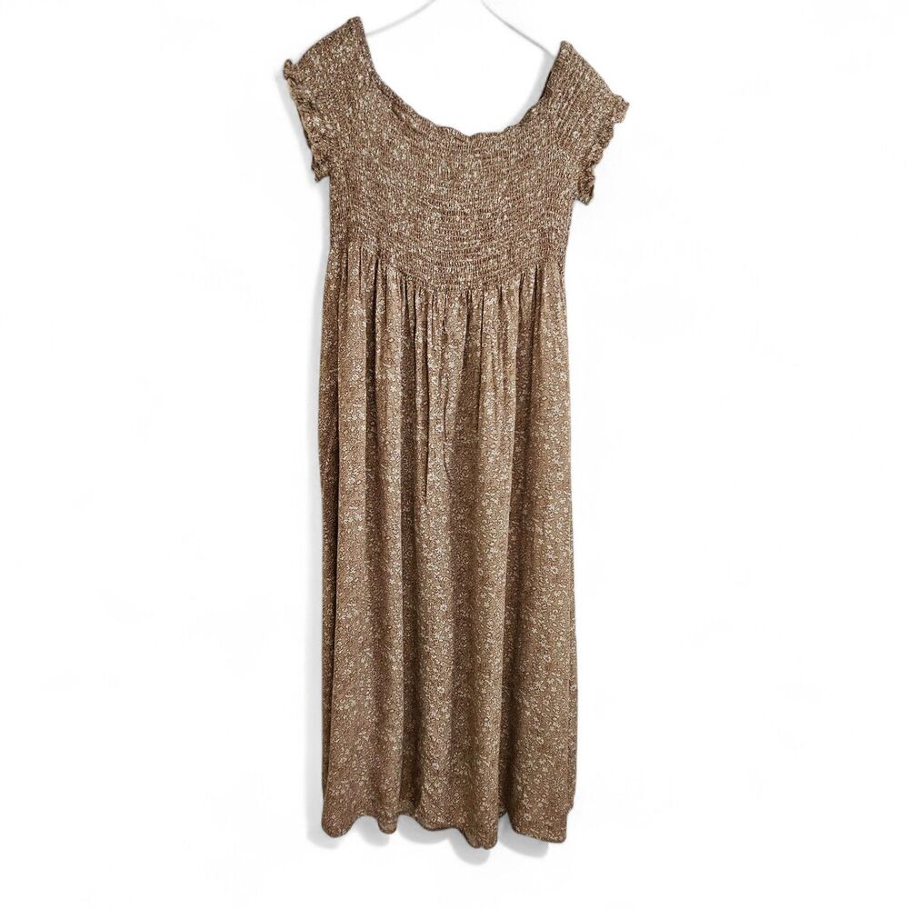 Beige Floral Long Off the Shoulder Dress SHEIN CURVE Size Womens 1XL / Large